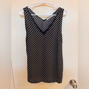 Navy Polka Dot V-Neck Tank